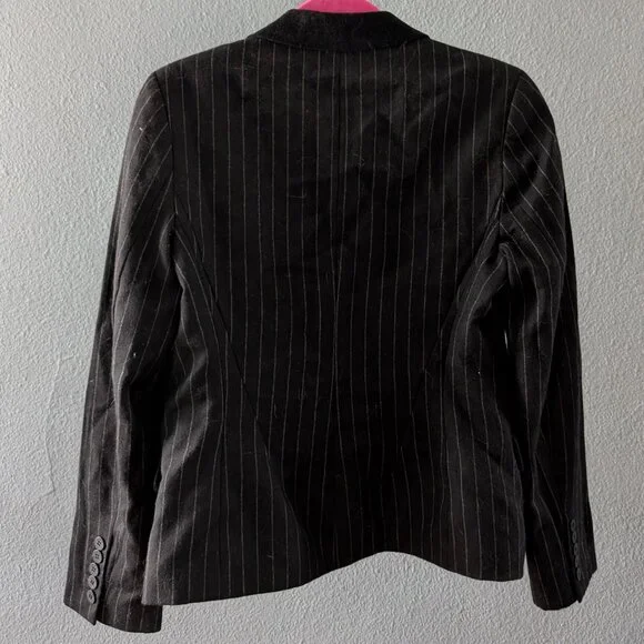 Women's Ted Baker Wool Pinstripe Blazer with Hot Pink Lining Sz 3 - Picture 3 of 8